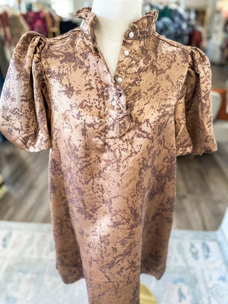 The Brown Evangeline Grace Mini Dress