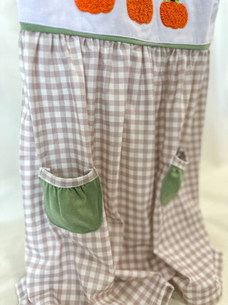Green Plaid French Knot Pumpkin Dress