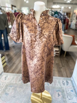 The Brown Evangeline Grace Mini Dress