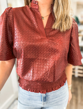 Ruby Rush Textured Smocked Hem Top