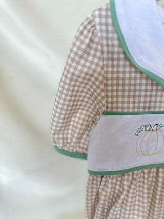 Plaid Pumpkin Patch Embroidered Dress