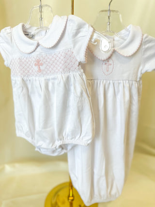 Pink Blessed Embroidered Collared LS Gown- Magnolia Baby