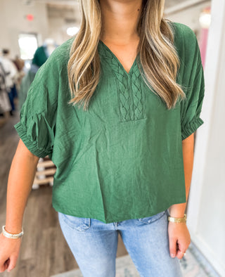 Fern Ruche Braided Top