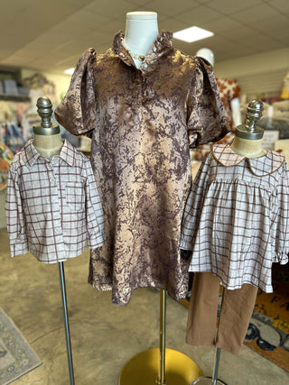 The Brown Evangeline Grace Mini Dress