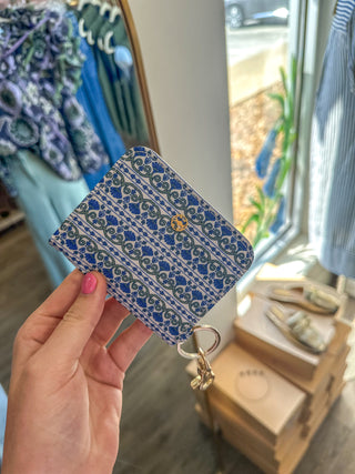 Navy Floral Foulard ID Wallet Holder
