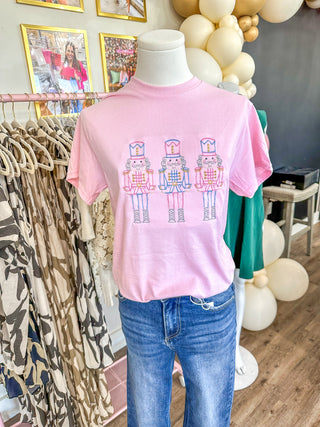 Candy Pink Colors Nutcracker Embroidered Tee