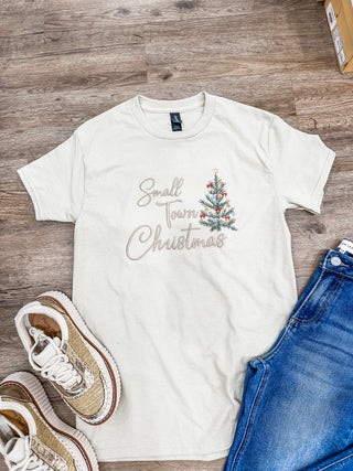 Small Town Christmas Embroidered Tee