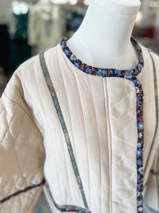 Neutral Blooms Quilted Jacket