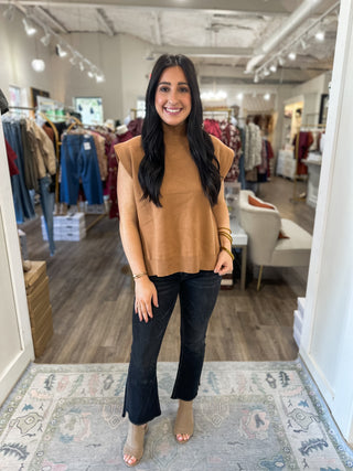 Camel Fall Forward Sleeveless Sweater