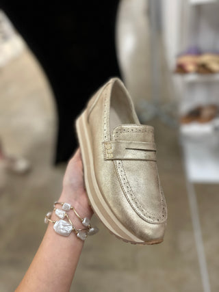 Golden Luxe Lift Platform Loafers - Pierre Dumas