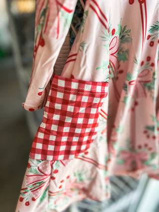 Holly Bows & Stripes Twirl Dress