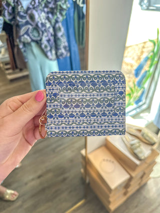 Navy Floral Foulard ID Wallet Holder