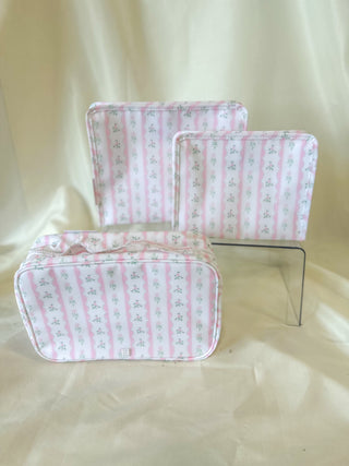 TRVL Pink Ribbon Floral Hanging Toiletry Bag