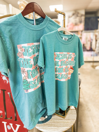 Youth Jesus Is The Reason For The Season Christmas Graphic Tee Seafoam