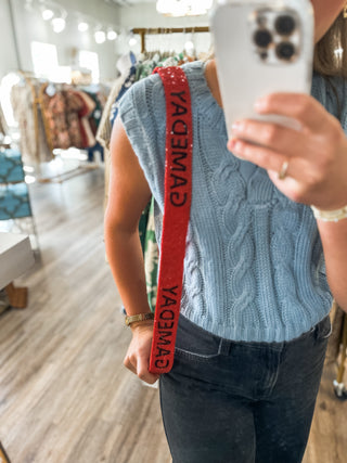 Red & Black Gameday Crystal Bag Strap