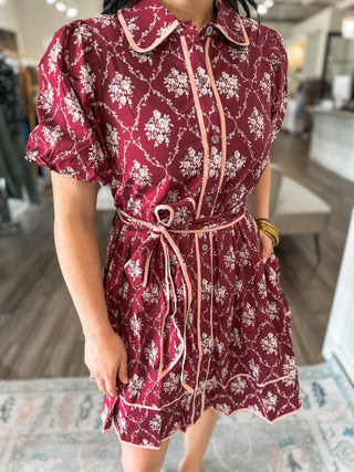 Mulberry Manor Belted Mini Dress