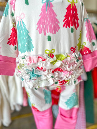 Christmas Tree Baby Girls Romper W/ Long Sleeve