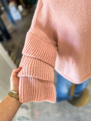 Soft Pink Fuzzy Tiered Ruffle Sleeve Sweater
