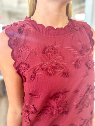 Burgundy Enchanted Garden Party Mini Dress