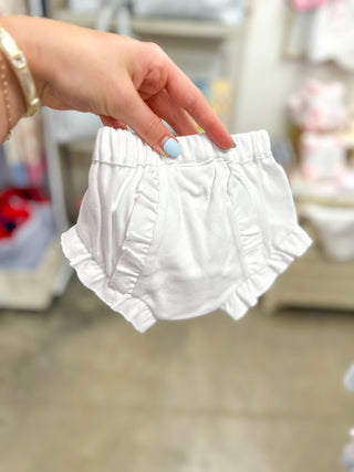 White Ruffle Baby Bloomers