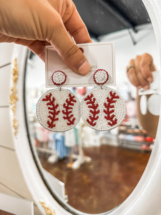 Baseball Beaded Earrings
