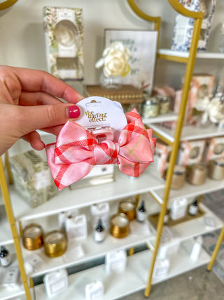 Festive Plaid Mini Satin Bow Claw Clip