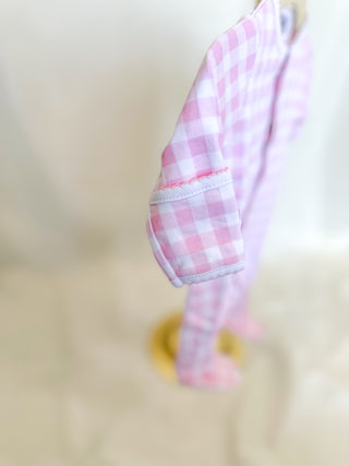 Pink Baby Checks Footie- Magnolia Baby