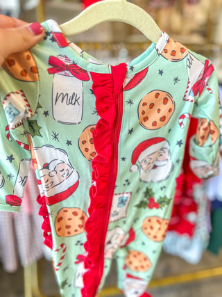 Christmas Santa Cookie Print Girl Footie