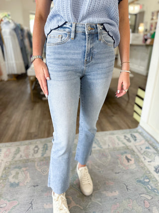 Estelle Medium Wash High Rise Kick Flare Jeans - LOVERVET