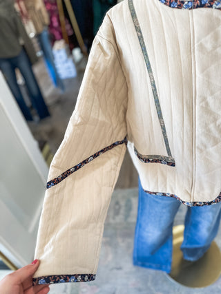 Neutral Blooms Quilted Jacket