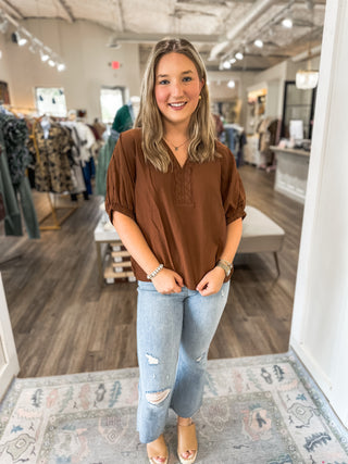 Caramel Ruche Braided Top