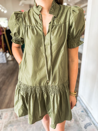 The Crisp Mornings Olive Mini Dress