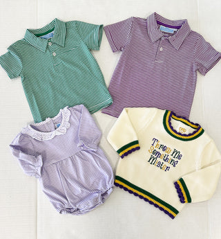 Throw Me Something Mister Mardi Gras Layered Trim Sweater