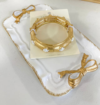 Neema Clover Stretch Bracelet Worn Gold Caroline Hill Jewelry