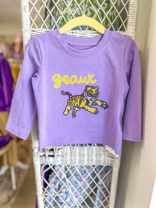 Purple LSU Geaux Tiger Sequin Top