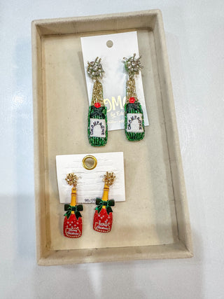 Christmas Festive Champagne Fizz Dangling Earrings