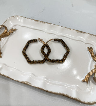 Brown Sparkled Hexagonal Hoops