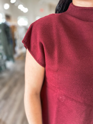 Burgundy Chic & Simple Mini Sweater Dress