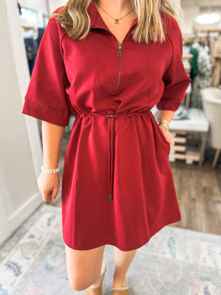 The Burgundy Getaway Mini Dress