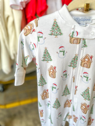 Wonderland Christmas Print Zipper Footie