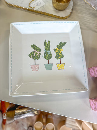 Boxwood Bunny Topiary Platter