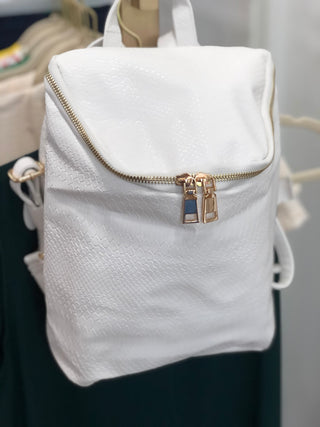 White Snakeskin Backpack