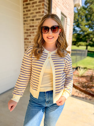 Purple & Gold Stripe Cardigan