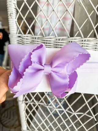 Lavender Classic Scalloped Headband Bow