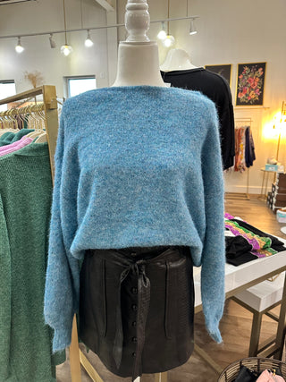 Aqua Cozy Up To Me Knit Sweater