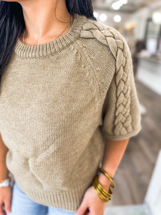 Oatmeal Braided Charm Knit Top