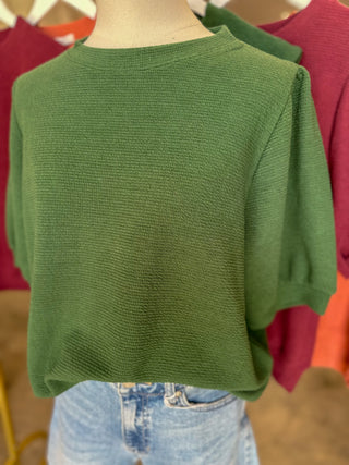 Hunter Green Go-To Knit Short Sleeve Top