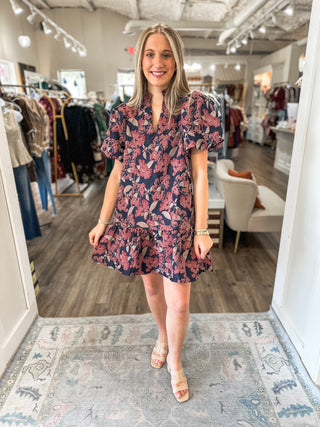 The Meredith Evening Jacquard Mini Dress