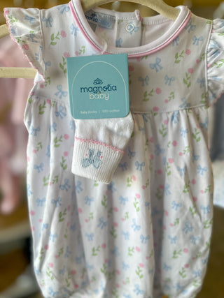 Sky Blue Evelyn's Classic Hand Embroidered Socks