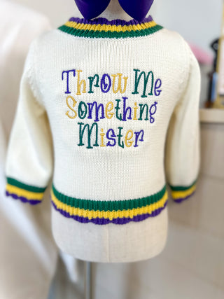 Throw Me Something Mister Mardi Gras Layered Trim Sweater
